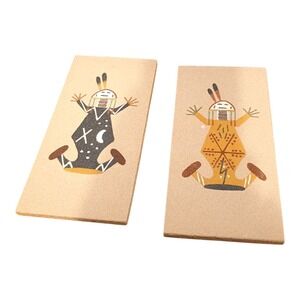 Navajo‎ Sand Art Mother Earth & Father Sky 4x8 Signed Lehi Benally Pressed Board